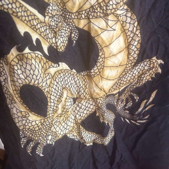 Y2K Black Wrap Around Skirt with Gold Dragon Motif One Size - Picture 3 of 12